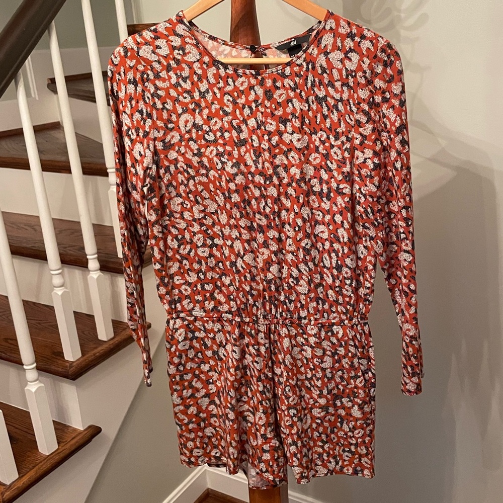 H&M Casual Orange & Black Long Sleeve Romper, Size 6
